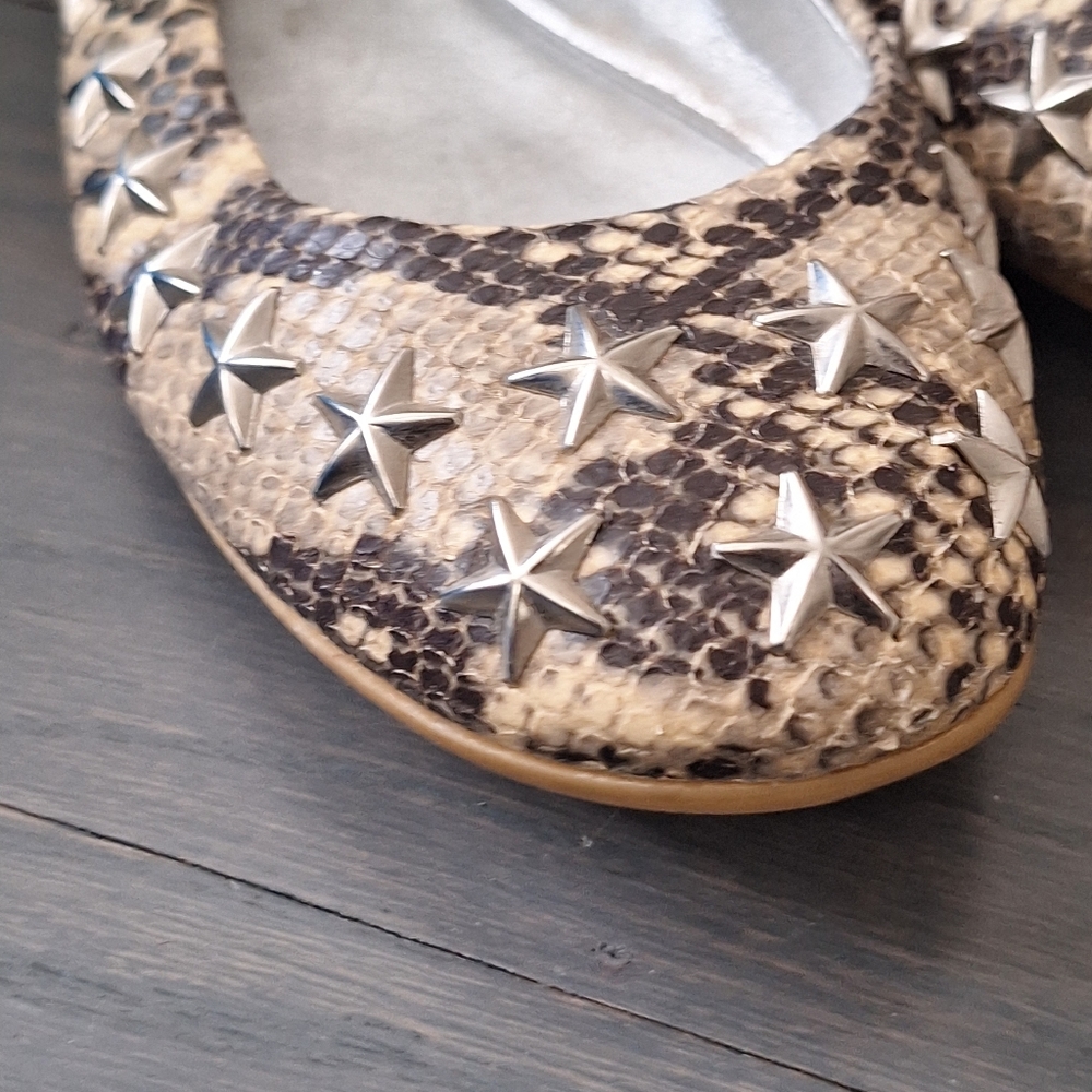 Jimmy Choo Python Flats With Silver Star Grommets… - image 3